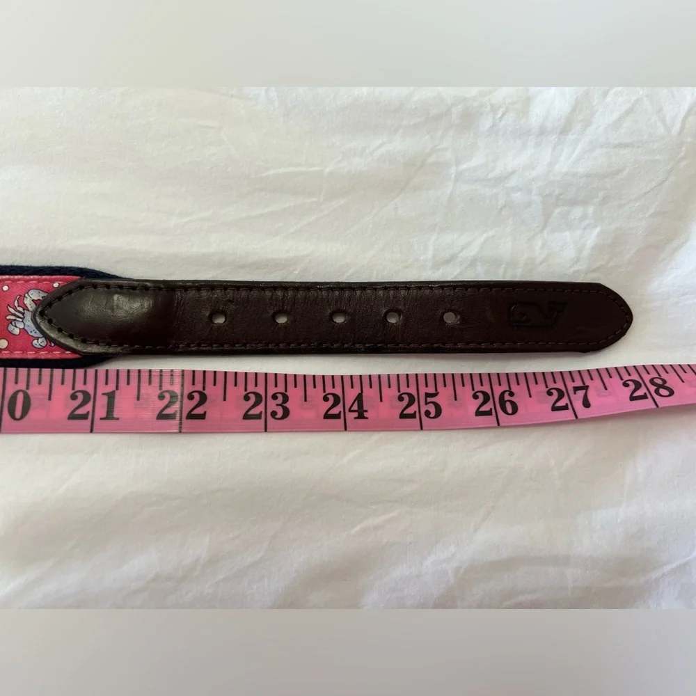 Vineyard Vines Youth Size 24 Blue Crab On Nantucket Red Canvas Belt-Brass Buckle